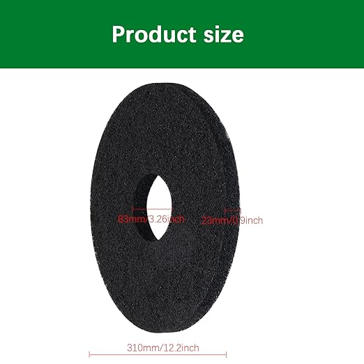 437.071 Floor Scrubber Pads, 12" Diameter Black – Commercial Floor Scrubber Pads for Oreck ORB550MC Orbiter Floor Machine (1, Black, 12 in)