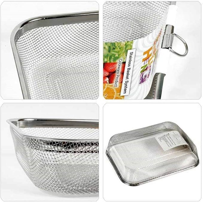 Rectangle Strainer Stainless Steel Mesh Sink Basket L9.4×D7.5×H1.9(inch) Vegetable Fruit Colander Strainer Kitchen Tools 1pcs