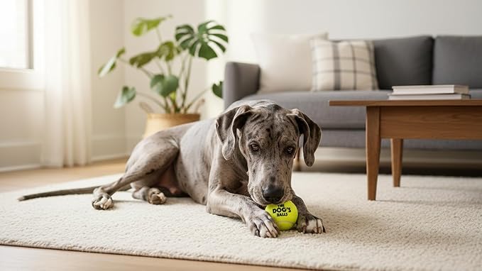 The Big Dog’s Balls Dog Tennis Balls for Large Dogs, Yellow, 3-Pack - Non-Abrasive Felt Fetch Balls, Tough Rubber Core, Float in Water