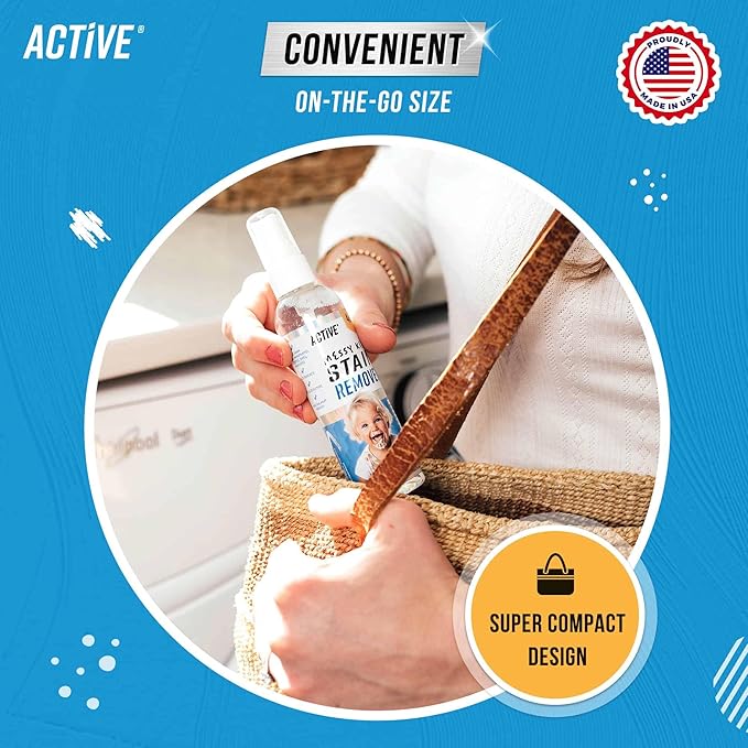 ACTIVE Messy Kids Stain Remover and Enzyme Laundry Booster - Includes 12oz Kids Stain Removal Spray and 2LB Enzyme Laundry Booster Powder