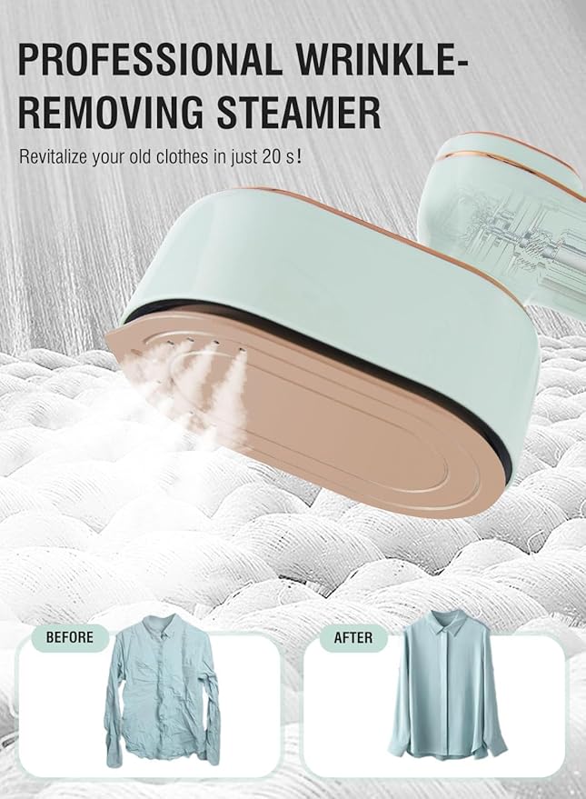 1000wTravel Steamer Mini Iron for Clothes: portable mini steam iron handheld clothing steamers travel size small hand held steam plancha a de vapor para ropa portatil travel essentials (Matcha Green)