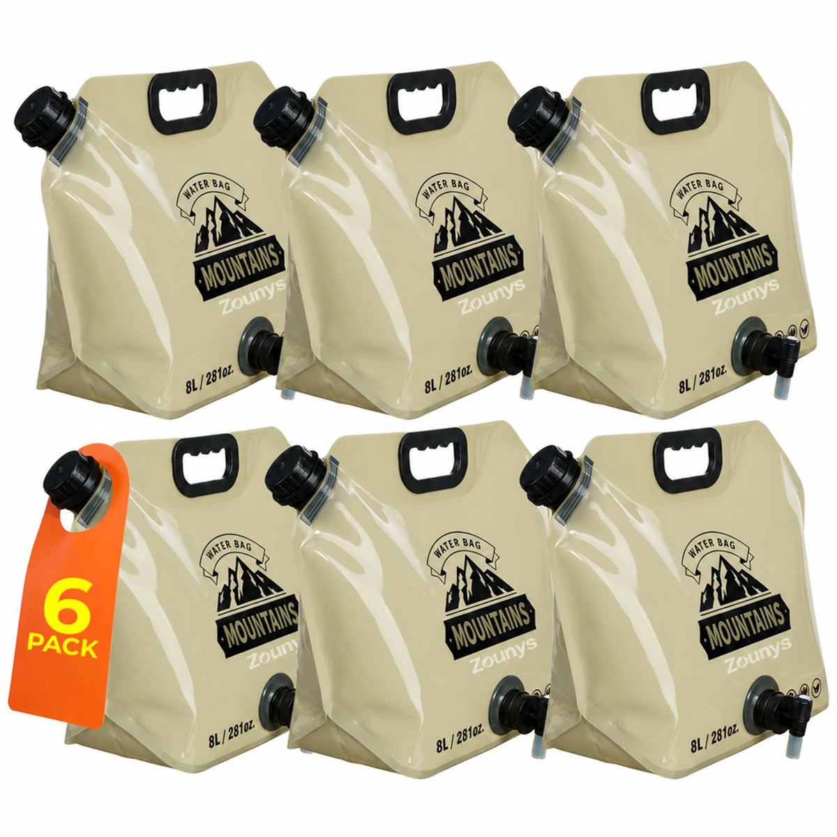 6Pack Collapsible Water Container 8L/2 Gallon Water - Image 1