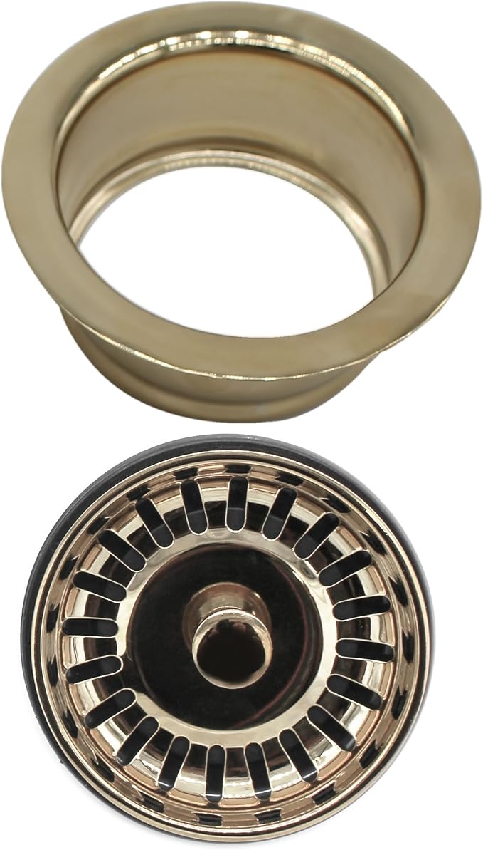 Westbrass A2089SEV-01 3-1/2" Kitchen Sink Waste Disposal Drain Flange and Basket Strainer, Polished Brass