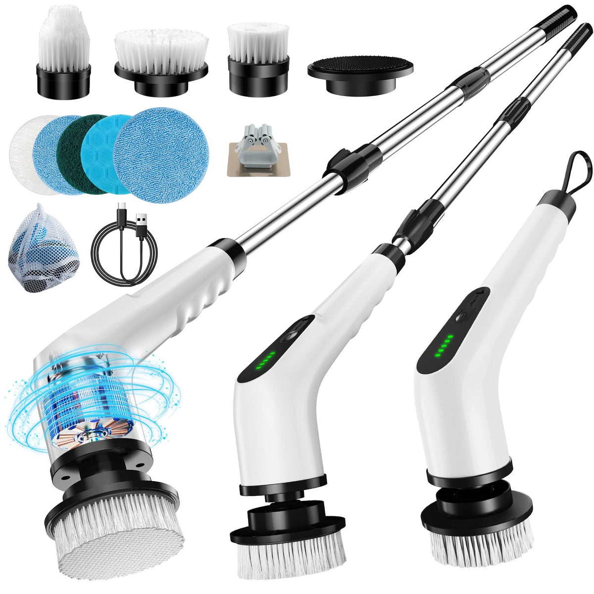 Electric Spin Scrubber, Electric Scrubber for Cleaning with 8 - Image 1