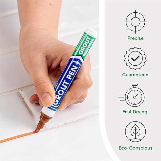 Grout Pen Tile Grout Paint Marker: Waterproof Tile Grout Paint Pen Colorant, Grout Shine Touch Up & Renew - Terracotta, Narrow 5mm Tip (7mL)