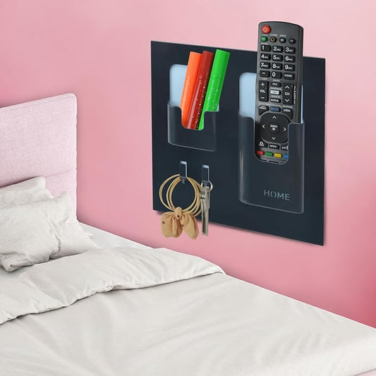 Bedside Shelf with Strong Sticky Gel,Wall Mount Organizer Holder for Cell Phone,Glasses,Remote,Keys,Adhesive Wall Shelves for Bedroom,Bathroom, Kitchen,No Drill Space Saver (Vertical Type/Black)