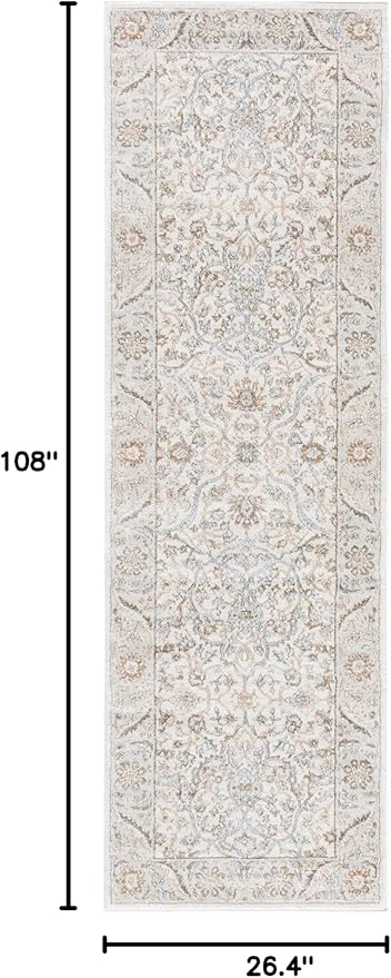 SAFAVIEH Isabella Collection Runner Rug - 2'2" x 9', Cream & Beige, Oriental Design, Non-Shedding & Easy Care, Ideal for High Traffic Areas in Living Room, Bedroom (ISA912A)