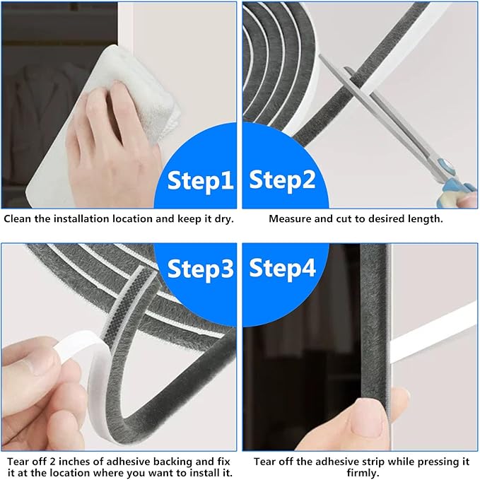 66 Ft Strong Adhesive Brush Weather Stripping for Sliding Windows and Door Frames-Seal Strip for Soundproofing,Waterproof,and Windproof-Durable and Wear Resistant,0.6"x 0.4"