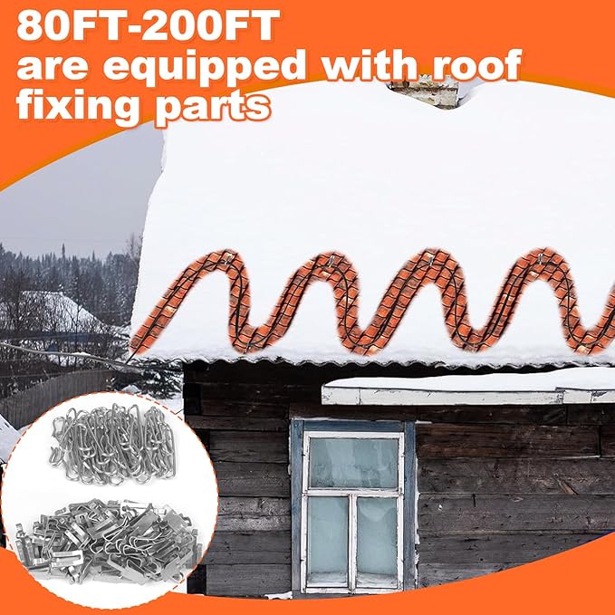 50FT Heat Tape for Water Pipes, -40°F Deicing Cable,Pipe Heating Cables for Roof,Gutter，Farm，Freeze Protetion Heat Trace Cable, Heated Water Hose,Plumbing Fixtures,120V 5W/FT