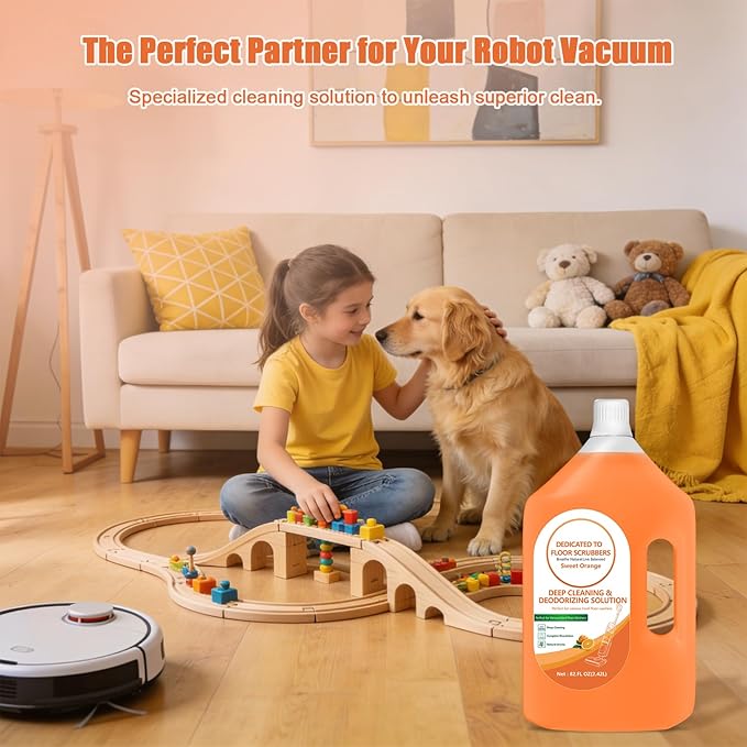 82 FL OZ/2.42 L Sweet Orange Scent Floor Cleaning Solution Compatible with Tineco iFLOOR 2/3/5 & FLOOR ONE S3/S5/S6/S7 PRO, Floor Cleaner Refill for All Cordless Wet/Dry Vacuum & Robot Vacuums Mop