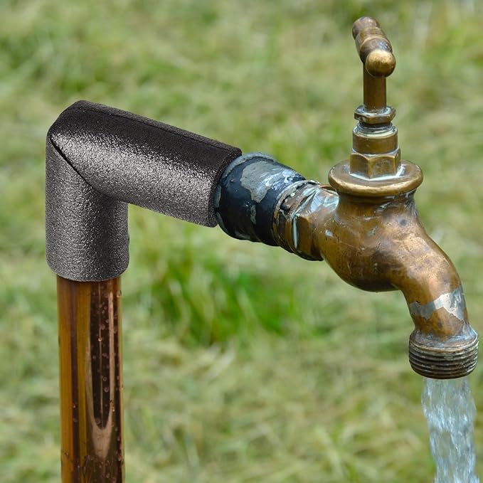 4 Pack Elbow Pipe Insulation Foam Tube Outdoor Wrap Black Pipe Covers Elbow Insulation Tubing Water Foam Covers for Outdoor Winter Irrigation, Sprinkler (1.5 Inch)