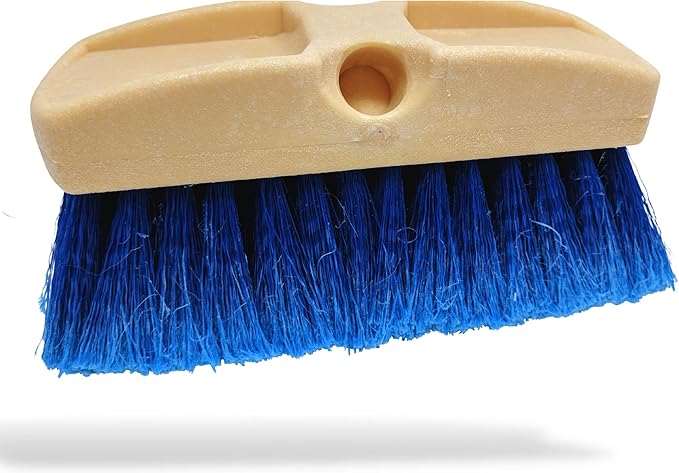 Teravan 8 Inch Blue Obround Medium Soft Flow Through Scrub Brush with Flagged Ends for Car and House Cleaning, Car Wash Brush for RV's and Larger Vehicles.