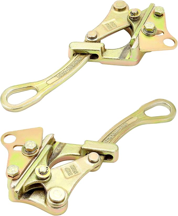 QWORK 6613lb Cable Grip Steel Wire Gripper, 2 Pack 3T Rope Jaw Puller, Clamp Puller