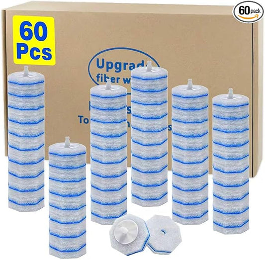 60pcs Disposable Toilet Wand Refills for Clorox,Replacement Brush Heads Compatible With Most Toilet Wand Refill System,Upgrade Fiber Cleaner Heads for Closestool Cleaning.（not included brush rod）