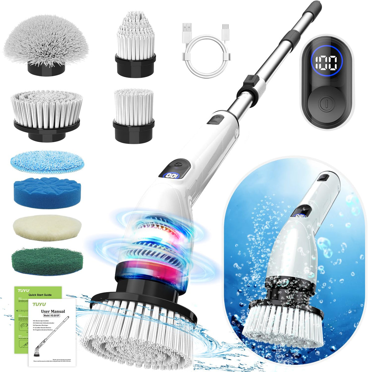 Electric Spin Scrubber,8 Replaceable Brush Heads for Home - Image 1