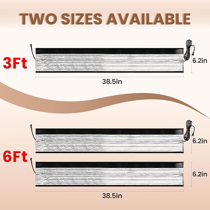 3 Ft YeloDeer 110V~120V Stickable Waterproof Pipe Heat Tape Blanket with 6Ft Power Cord, 38.5" x 6.2" Aluminum Foil Water Heat Trace Blanket for RV Park Water Hydrant Insulated