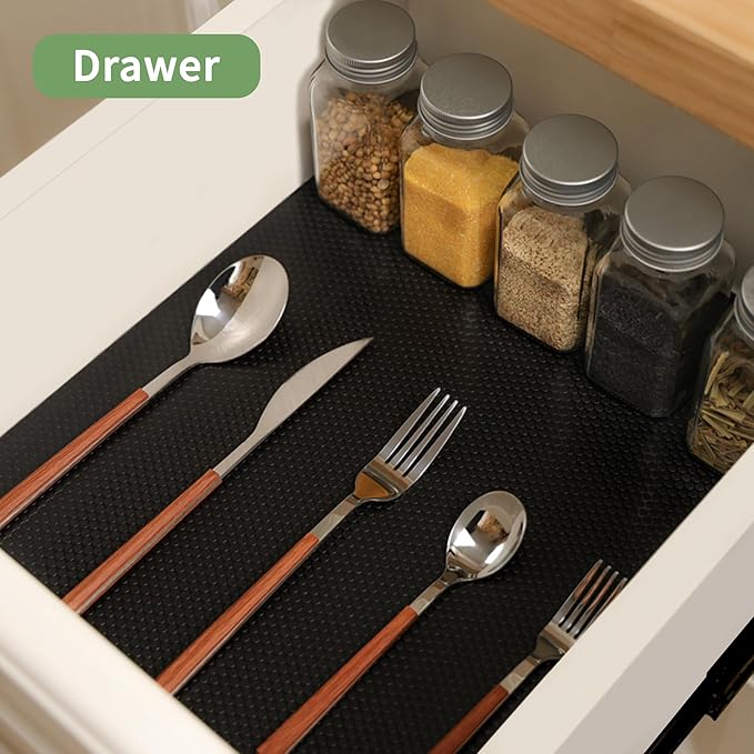 Shelf Liners 27 inch x 20 ft Shelf Liners for Kitchen cabinets nonstick Shelf Lining Drawer Mats EVA Protector for Cupboard (Black,27 inch x 20 ft)