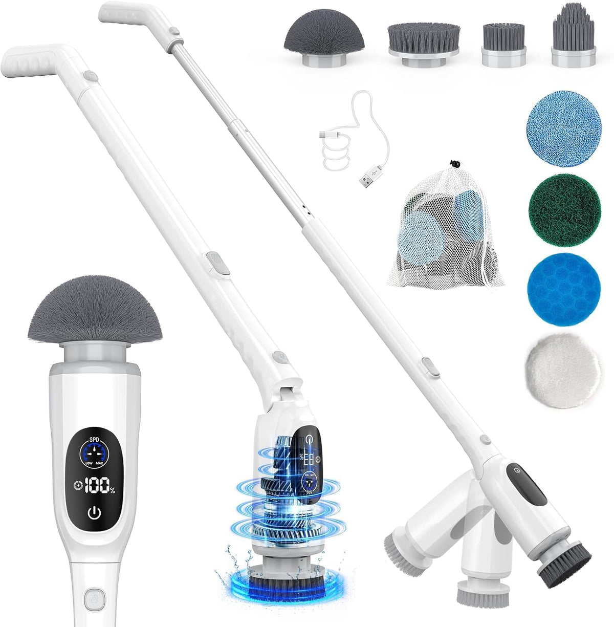 Electric Spin Scrubber, 200Mins Runtime Bathroom Scrubber - Image 1