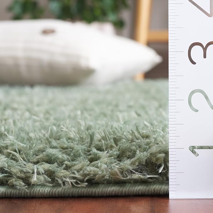 SAFAVIEH Lindsay Shag Collection Area Rug - 9' x 12', Green, Modern Design, 2-inch Thick, Ideal for The Living Room, Dining, Bedroom (LNS560Y)
