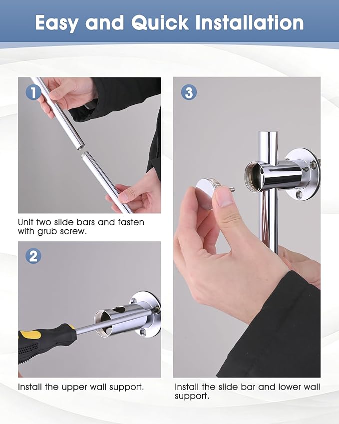 Shower Slide Bar with Adjustable Handheld Shower Head Holder, 25 Inch SUS304 Stainless Steel Shower Rail, Replacement for RV, Camper, Hotel & Bathroom, Polished Oil Rubbed Bronze