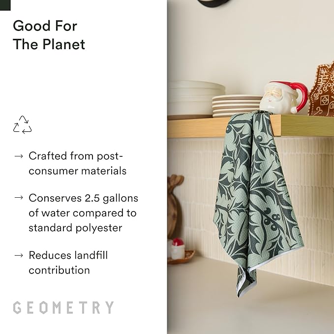 GEOMETRY Christmas Kitchen Towels - Quick Dry Microfiber Cloth Dish Towels for Kitchen Drying - Premium Quick Dry Towel - Winter Foliage