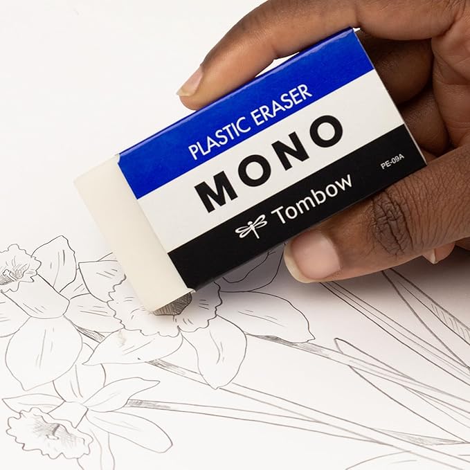 TOMBOW 57332 Mono Eraser, White, Jumbo, 1 Pack. Cleanly Removes Marks Without Damaging Paper