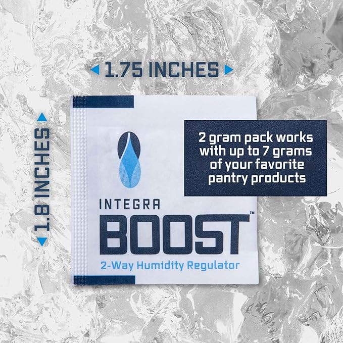 Integra Boost - 55% RH Level - 2 Gram Size - Two-Way Humidity Control Pack - Includes Humidity Indicator Cards - Humidity Balancer Packet For Packaged Foods & Herbs Storage (Pack of 6)