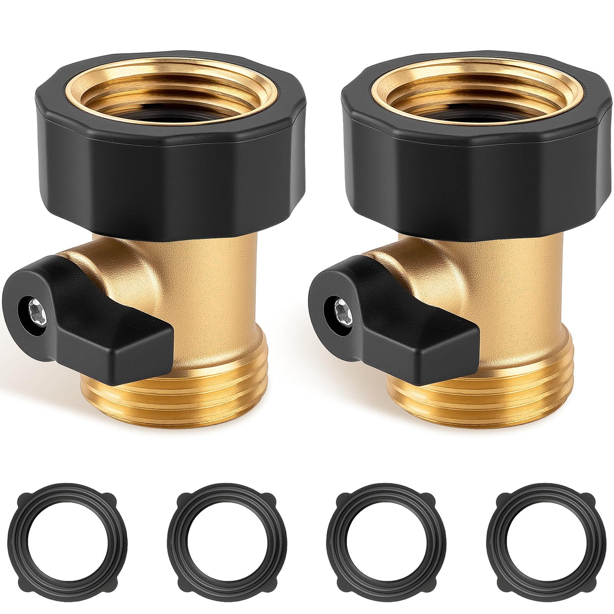 Garden Hose Shut Off Valve, 2 Pack Heavy Duty 3/4 Inch Solid - Image 1