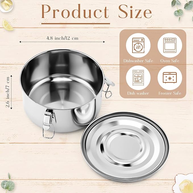 4 Pcs Stainless Steel Bento Box 22 oz Reusable 304 Stainless Steel Food Storage Containers with Lockable Clips to Leak Proof, Dishwasher Safe