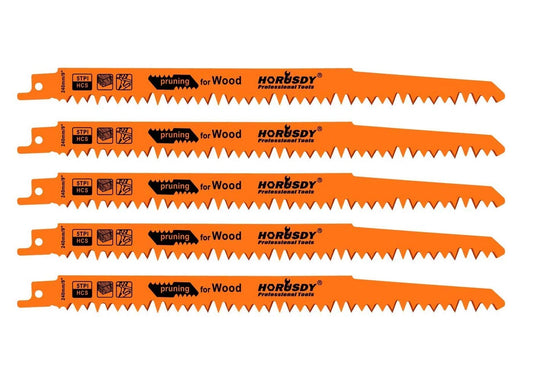 5-Pack 9-Inch Wood Pruning Reciprocating Saw Blades, 5TPI - Image 1