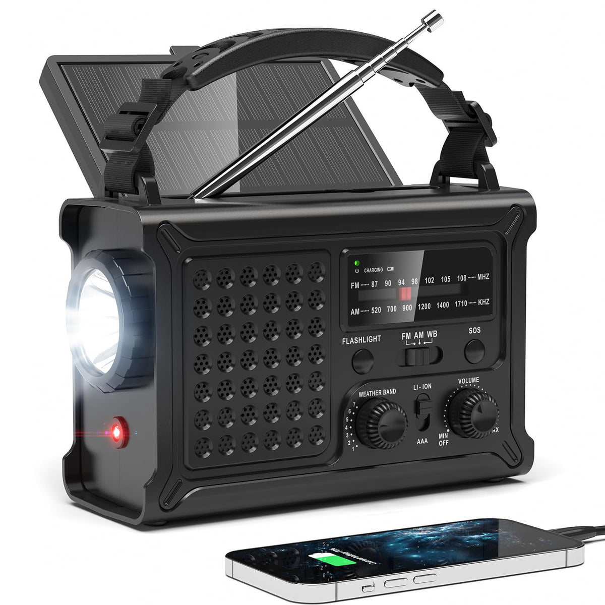 NOAA Emergency Weather Radio, 12000mAh Portable AM/FM - Image 1