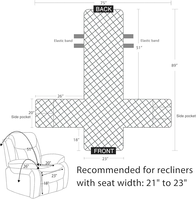 Velvet Recliner Covers Non Slip Waterproof Large Recliner Chair Covers for Leather Chairs Reversible Recliner Sofa Cover for Living Room Recliner Furniture Protectors Covers for Dog Pets Brown 23"