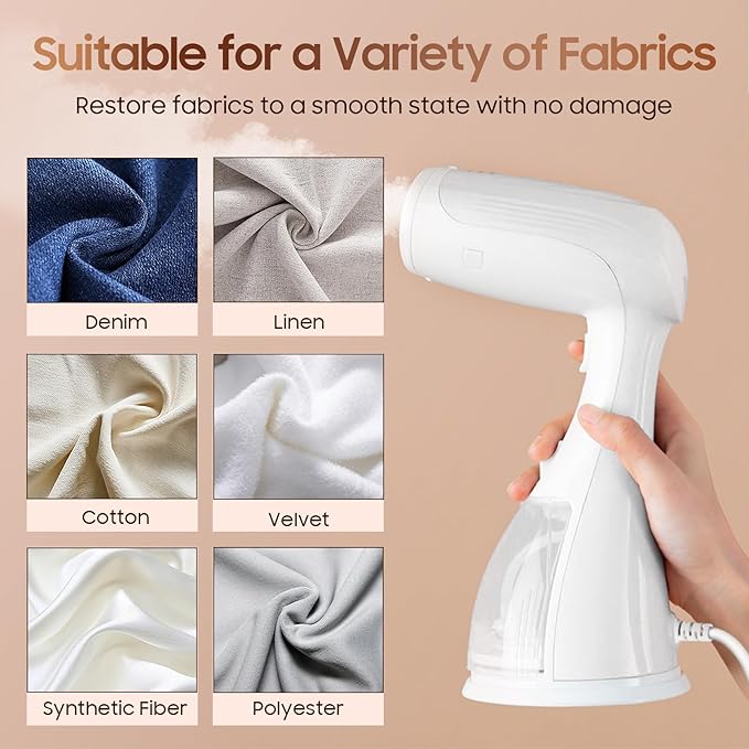 Portable Hand Held Steamer for Clothes - 1350W Handheld Clothes Steamer, 15S Rapid Heating, Garment Wrinkle Remover Fastly Make Clothes Soft, Large-Capacity Iron for Hotels/Travel