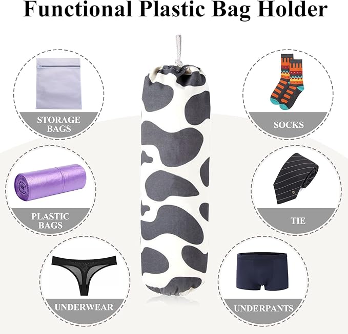 TOGETRUE Plastic Bag Organizer, Wall Mount Dispenser, Heavy Duty Grocery Storage, Hanging Shopping Holder for Home Kitchen (Black Spots)