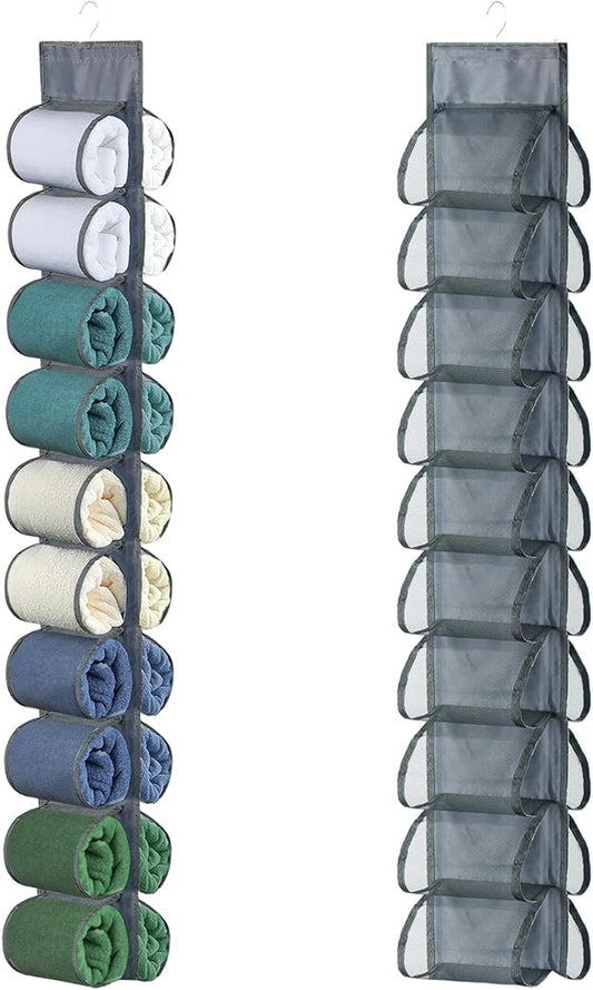 Hanging Legging Organizer, Legging Storage Organizer, Legging Organizer for Closet, Yoga for Pants Jeans Organizer, Hung Behind The Door, Wardrobe, Hanger 20 Pockets Clothes Storage (Grey)