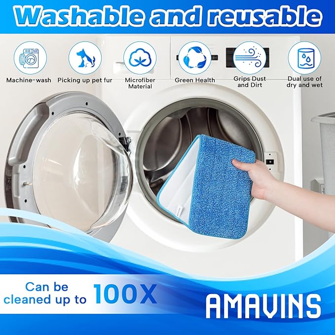 3 Pack Microfiber Cleaning Pads, Reusable Microfiber Mop Pads for 18 Inch Mop, Hardwood Floor Replacement Cleaning Mop Pads, Machine Washes