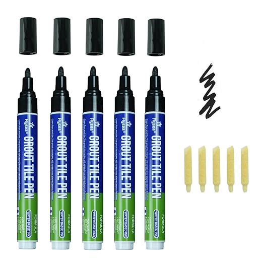 5 PCS Tile Grout Pen Home Repair Pen Tile Paint Markers for Tiles Floor Wall Bathroom Kitchen Repair Tools (Dark Gray)