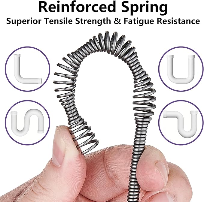 25 Ft Heavy Duty Drain Auger & Plumbing Snake, Sewer Snake for Bathtub, Shower, Sink, Toilet Drain Clog Removal, Manual Drill Pipe Snake Tool with Gloves, Destapa Cañerias Serpiente de Drenaje