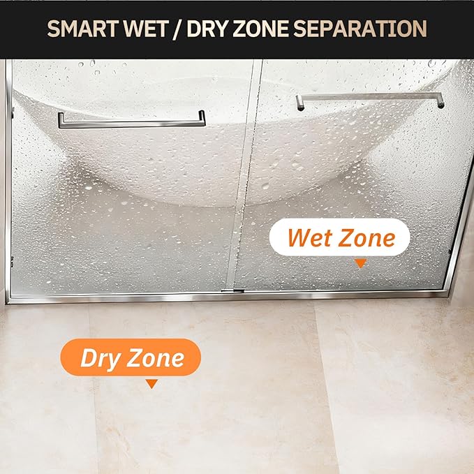 Shower Door 56-60" W x 72" H Semi-Frameless Double Sliding Bathroom Glass Shower Doors for Walk-in Shower with 1/4 inch Clear Tempered Glass, Chrome