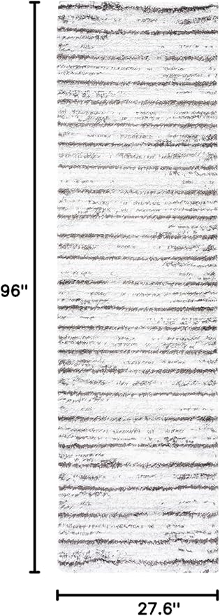 SAFAVIEH Berber Shag Collection Runner Rug - 2'3" x 8', Grey & Dark Grey, Stripe Design, Non-Shedding & Easy Care, 1.25-inch Thick Ideal for High Traffic Areas in Living Room, Bedroom (BER565F)