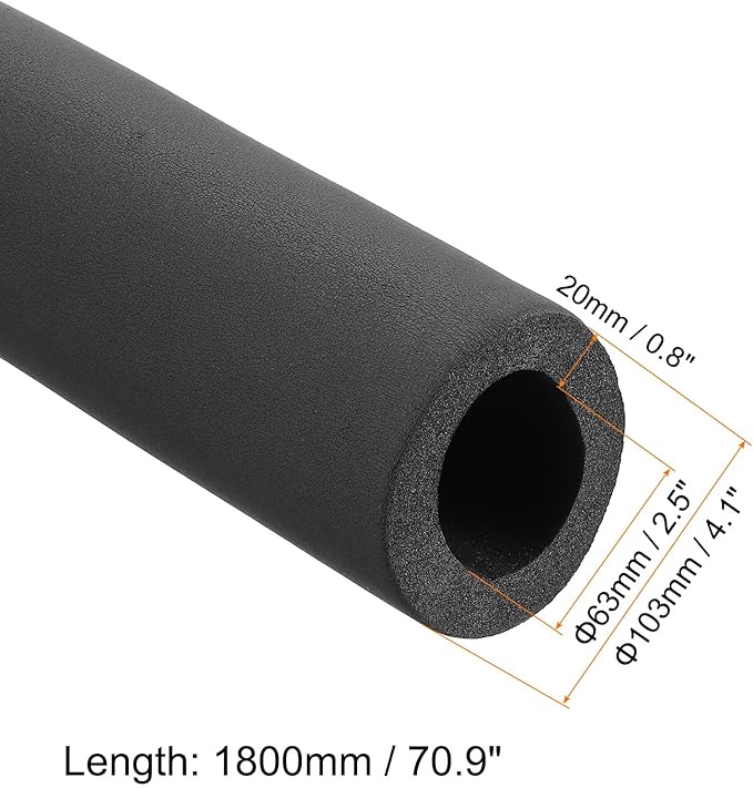 PATIKIL 70.9" L x 2.5" ID x 0.8" T Pipe Insulation Foam Tube, Water Pipe Insulation Tubing Heat Preservation for Plumbing Water AC Pipe Sprinkler Spigot, Black