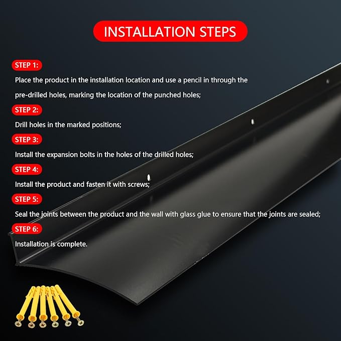 Heavy-Duty 5.12" W 55.1" L Door Rain Drip Guard Overhead,Aluminum Drip Cap for Exterior Doors Window Top,Rain Drip Edge Flashing,Water Deflector,Rain Diverter,Anodized Black 1PCS