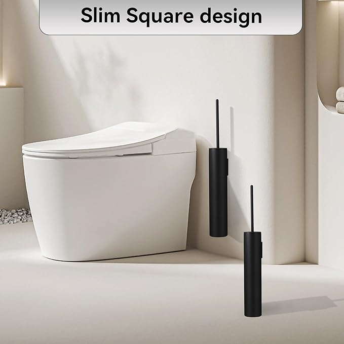 Wall Mounted Matte BlackToilet Brush with Holder,Durable Cleaning Toilet Bowl Brushes with Holders