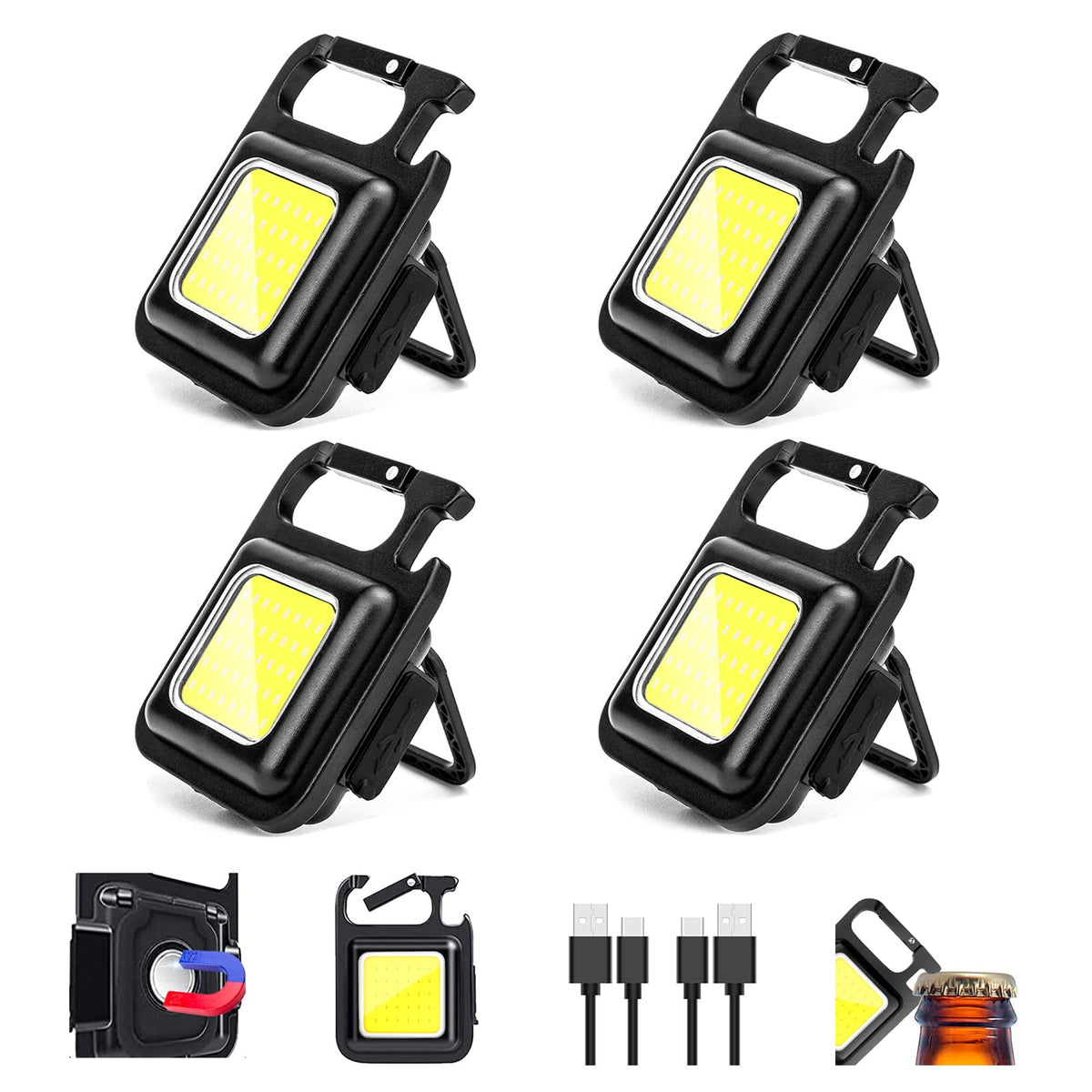 MAKDAK COB Rechargeable Keychain Flashlight 4Pack, High | Home Repair - Image 1