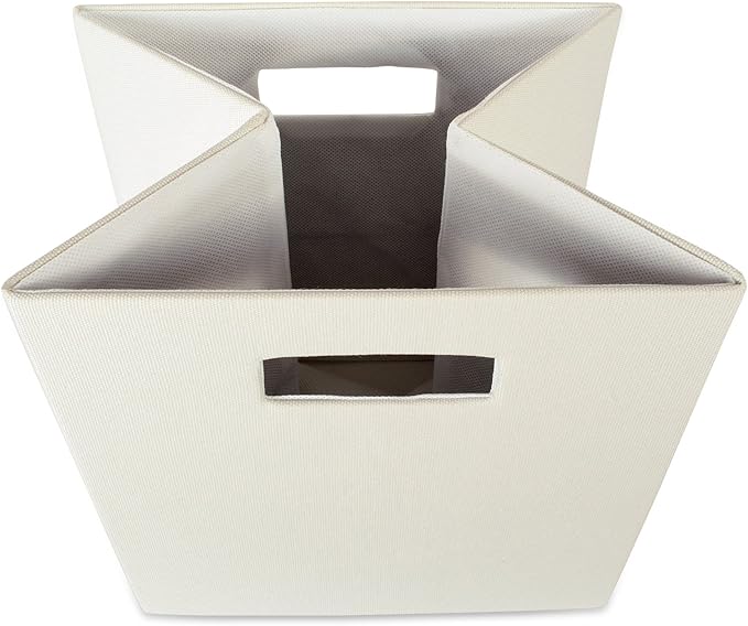 DII Poly-Cube Storage Collection Hard Sided, Collapsible Solid, Large, Off White (Pack of 2)