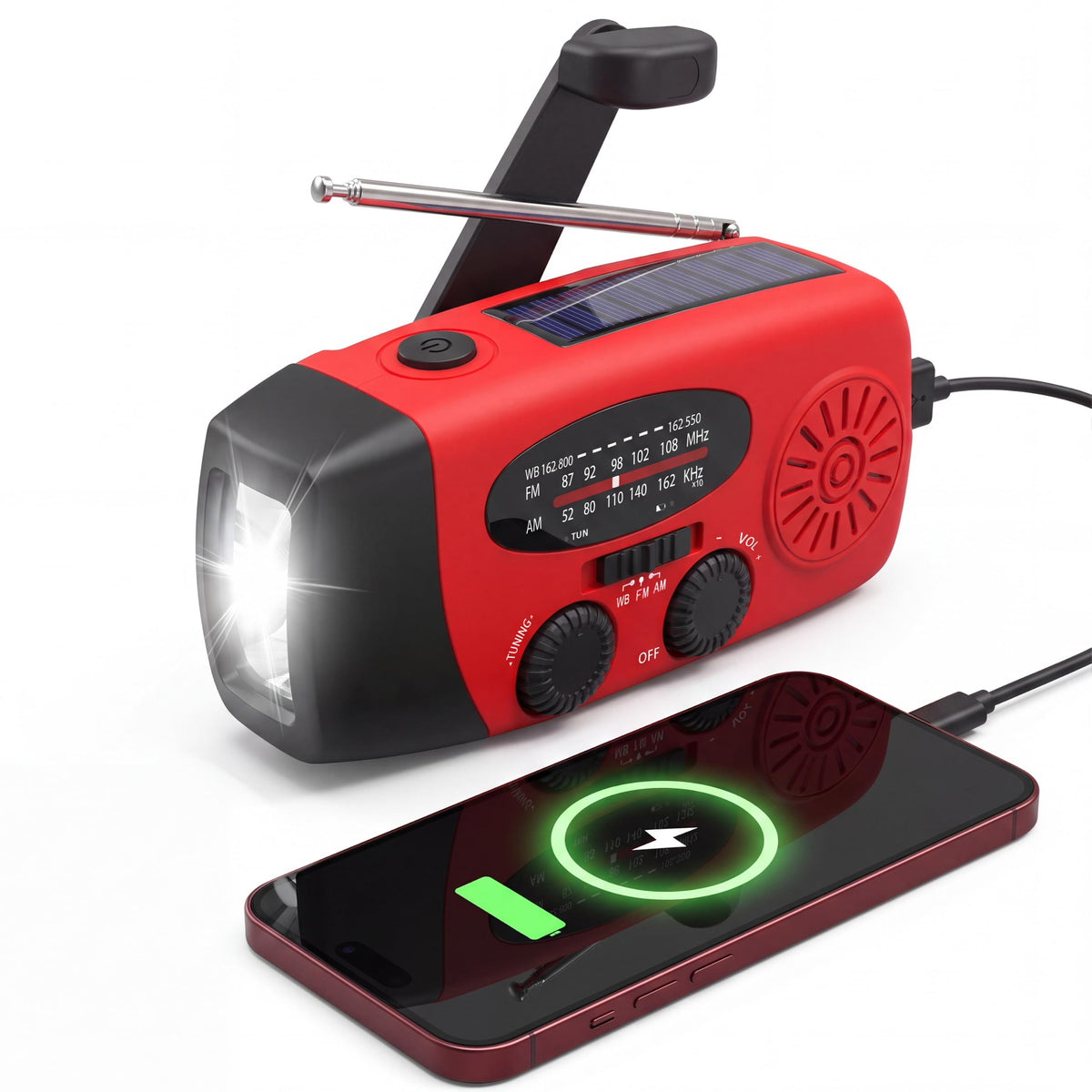 RunningSnail Hand Crank Radio with Flashlight, NOAA/AM/FM - Image 1