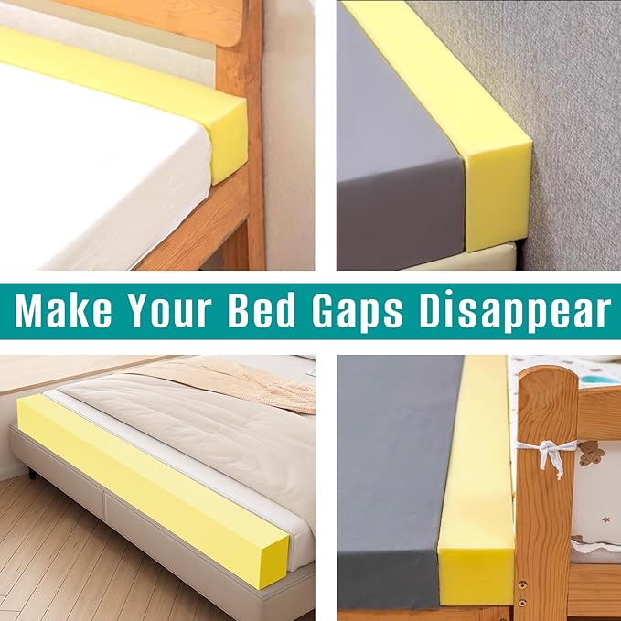 Bed Gap Filler, High Density Foam Mattress Extender for Headboard/Wall Gaps,2-Meter Extra Long Cut-to-Fit Yellow Foam Sponge Strip (78''x8''x3'')