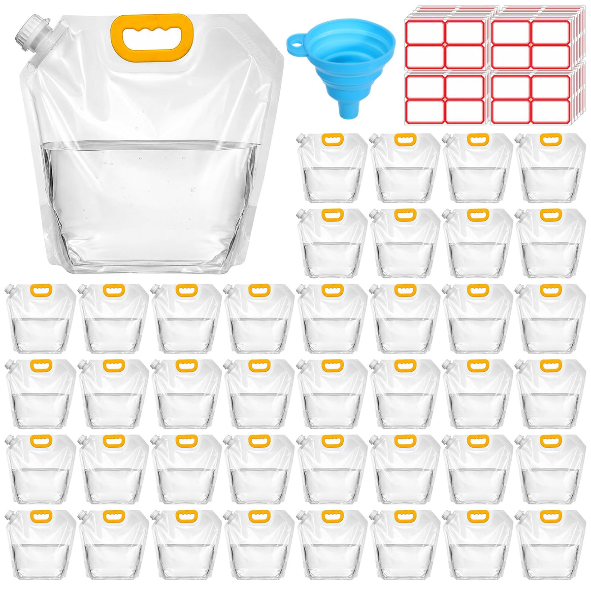 36Pcs 1.3Gallon Collapsible Water Storage Bag with Funnel - Image 1
