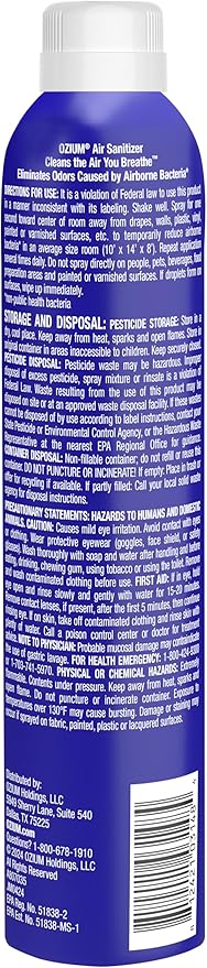 Ozium 8 Oz. Air Sanitizer & Odor Eliminator for Homes, Cars, Offices and More, Vanilla Scent, Pack of 6