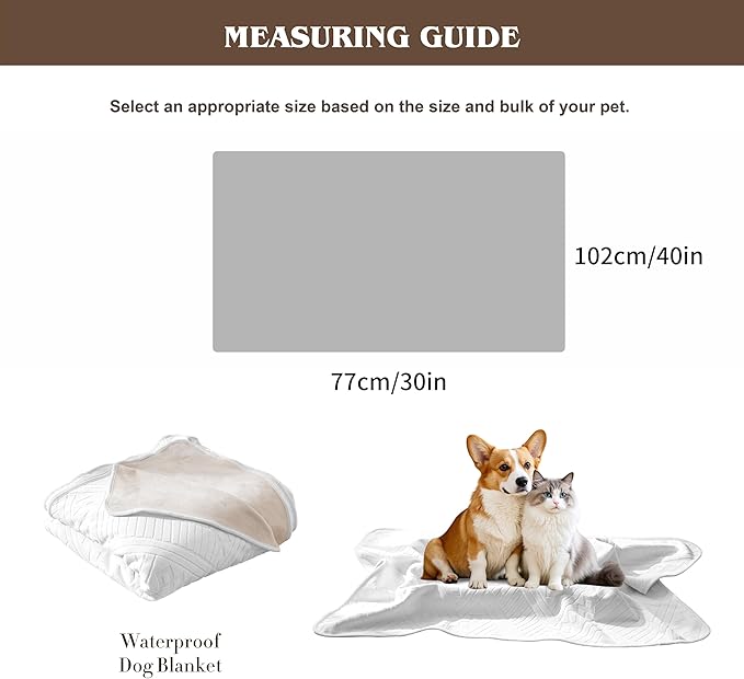 Waterproof Recliner Chair Cover - Washable Double-Sided Velvet and Pattern Reversible Cover for Couch, Bed, Car and Sofa Protection for Dogs (30x40in/White）